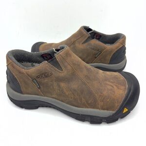 KEEN Brixen Lo Dry Waterproof Mens Slip-on Shoes Slate Black Brown Thermal Sz 7